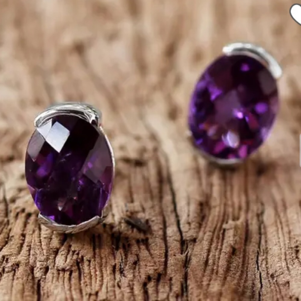 Amethyst Sterling Silver Stud Earrings